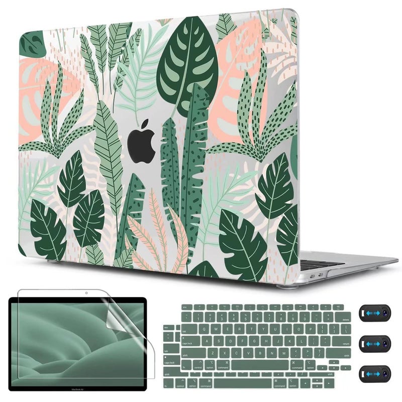 CISSOOK for MacBook Air 13 inch Case 2021 2020 2019 2018 Release A2337 M1 A2179 A1932 with Touch ID  Tropical Hard Shell Case with 2 Keyboard Covers for MacBook Air 13 2021  Tropical Palm Leaves - Image 1